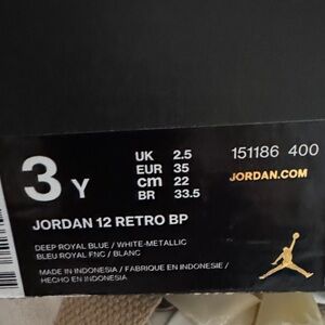 Jordan 12 Retro BP in Deep Royal Blue and White